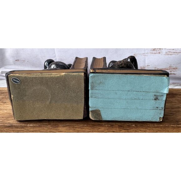 Vintage Pair of Black Ceramic Poodle Bookends With Gold Detailing MCM - Picture 7 of 10